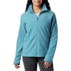 Columbia Fleece Jacket Womens Medium Aqua Light Blue Full Zip Polyester